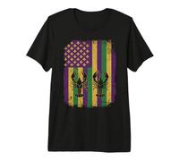 Mardi Gras 2026 US American Flag with Fleur De Lis Premium T-Shirt