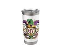 Mardi Gras 67 Jester Mask Fleur de Lis Six Seven Gen Alpha Stainless Steel Insulated Tumbler
