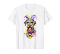 Mardi Gras Airedale Terrier Dog Carnival Mask Beads Art T-Shirt