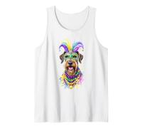 Mardi Gras Airedale Terrier Dog Carnival Mask Beads Art Tank Top