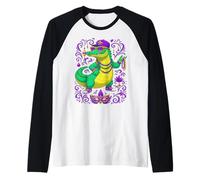 Mardi Gras Alligator Funny Mardi Gras Carnival Gator Costume Raglan Baseball Tee