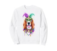 Mardi Gras American English Coonhound Dog Mask Beads Sweatshirt