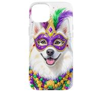 Mardi Gras American Eskimo Dog Carnival Mask Beads Art Case for iPhone 15 Plus