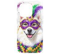 Mardi Gras American Eskimo Dog Carnival Mask Beads Art Case for iPhone 15 Pro