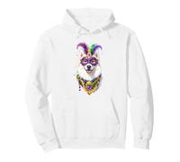 Mardi Gras American Eskimo Dog Carnival Mask Beads Art Pullover Hoodie