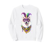 Mardi Gras American Eskimo Dog Carnival Mask Beads Art Sweatshirt