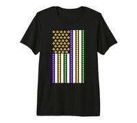 Mardi Gras American Flag Fleur De Lis New Orleans Louisiana Premium T-Shirt