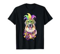 Mardi Gras Anatolian Shepherd Dog Mask and Beads T-Shirt