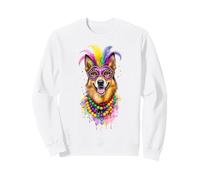 Mardi Gras Australian Kelpie Dog Mask and Beads Sweatshirt
