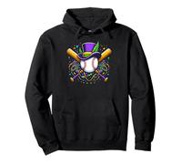Mardi Gras Baseball Jester Hat Boys Men Catcher Pullover Hoodie