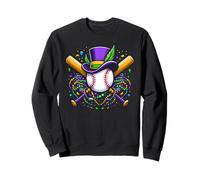 Mardi Gras Baseball Jester Hat Boys Men Catcher Sweatshirt