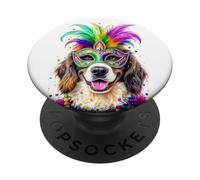 Mardi Gras Bracco Italiano Dog PopSockets Adhesive PopGrip