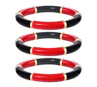 Mardi Gras Bracelet Acrylic Stretch Bangles Bracelet for Women Statement Chunky Curved Bamboo Beads Bracelet Set Stacking Purple Green Gold Mardi Gras Carvinal Elastic Bracelets Jewelry Gift, 3.1