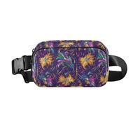 Mardi Gras Carnival Feather Jewel Fashionable Waist Bag Fanny Pack for Men Women Small Crossbody Shoulder Bag with Adjustable Strap for Cycling Hiking Gym, Mardi Gras Carnival Feather jewel, One Size