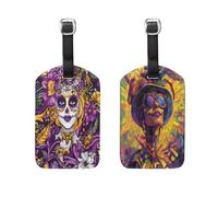 Mardi Gras Carnival Flowers Little Doll_3 Iris Plaid Let's Party Mardi Gras 2 Pcs Luggage tag Noticeable Luggage Labels with Name ID Card for Backpack