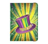 Mardi Gras Carnival Hats Jewel Travel Wallet Leather Passport Holder Secure Hidden Money&Card Holder for Family Trip Must Haves Accessories