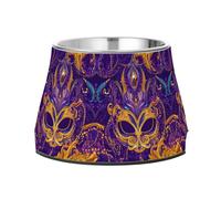 Mardi Gras Carnival Jewelry Bowl for Pets Enhanced Stainless Steel Cats Basic Bowls for Small Dogs Slow Down Eating