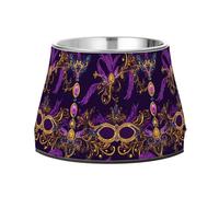 Mardi Gras Carnival Jewelry Coin Bowl for Pets Enhanced Stainless Steel Raised Cat Bowl for Slow Feed Dogs Comfort Feeding