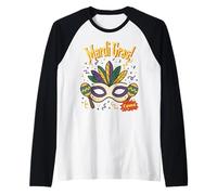 Mardi Gras Carnival Mask Costume Celebration Rio Brazil Raglan Baseball Tee