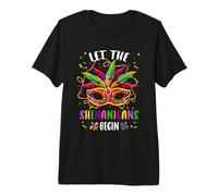 Mardi Gras Costume Feather Mask Let The Shenanigans Begin Premium T-Shirt
