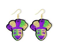 Mardi Gras Dangle Earrings Sequin Clown Mask Clown Hat Earrings for Women Carnival Theme Carnival Earrings Mardi Gras Jewelry Gifts for Women, L, Plastic, No Gemstone