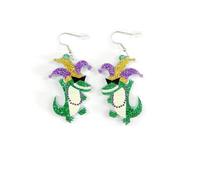 Mardi Gras Earrings Crown Clown Hat Sequins Lobster alligator lightweight acrylic exaggerated earrings, Acrylic, acrylic