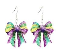 Mardi Gras Earrings Cute Tree Flower Champagne Leaf Stool Dangle Acrylic Earrings For Women sparkle Carnival Fashion Jewelry Gift, One Pair, Zinc Acrylic, No Gemstone