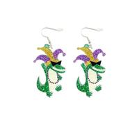 Mardi Gras Earrings For Women Carnival Theme Festival Earrings Funny Crocodile Acrylic Drop Earrings Carnival Cosplay Party Mardi Gras Accessories Parades Jewelry Gift