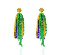 Mardi Gras Earrings for Women,Colorful Mardi Gras Tassel Earrings Carnival Sparkly Mask Dangle Earrings Fashion Purple Gold Green Theme Irregular Fringe Earrings Carnival Tassel Earrings Holiday Party