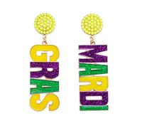Mardi Gras Earrings for Women Dangle Colorful Acrylic Mardi Gras Earrings Fleur De Lis Mask Crown Earrings Carnival Earrings for Fat Tuesday Celebration Mardi Gras Parade Accessory Gifts, M, Acrylic