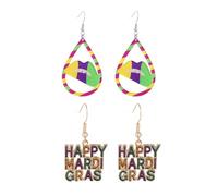 Mardi Gras Earrings for Women Dangle Colorful Acrylic Mardi Gras Earrings Fleur De Lis Mask Crown Earrings Carnival Earrings for Fat Tuesday Celebration Mardi Gras Parade Accessory Gifts, M, Acrylic