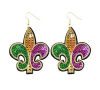 Mardi Gras Earrings for Women Dangle Happy Mardi Gras Funny Mask Letter Flower Earrings Bling for Women Mardi Gras Theme Holiday Earrings Jewelry Gifts, Metal, No Gemstone