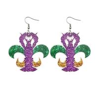 Mardi Gras Earrings for Women Dangle Happy Mardi Gras Funny Mask Letter Flower Earrings Bling for Women Mardi Gras Theme Holiday Earrings Jewelry Gifts, Metal, No Gemstone