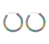 Mardi Gras Earrings for Women, Leather Acrylic Earrings for Fat Tuesday Celebration, Mardi Gras Parade Accessory Gifts, L, Faux Leather, No Gemstone