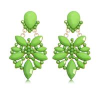 Mardi Gras Earrings for Women Multi Marquise Stone Flower Teardrop Dangle Earrings Carnival Holiday Earrings Fat Tuesday Festive Party Jewelry Gifts (Green)