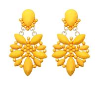 Mardi Gras Earrings for Women Multi Marquise Stone Flower Teardrop Dangle Earrings Carnival Holiday Earrings Fat Tuesday Festive Party Jewelry Gifts (Yellow)