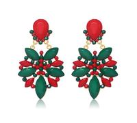 Mardi Gras Earrings for Women Multi Marquise Stone Flower Teardrop Dangle Earrings Carnival Holiday Earrings Fat Tuesday Festive Party Jewelry Gifts (Red Green)