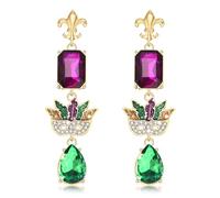 Mardi Gras Earrings Mardi Gras Beads Earrings Mardi Gras Accessories, L, Acrylic, No Gemstone