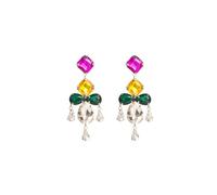 Mardi Gras Earrings,Sparkly Purple Green Gold Crystal Dangle Earrings,Rhinestone Fashion Statement Earrings for Fat Tuesday Celebration Masquerade Parade Carnival Holiday,Mardi Gras Jewelry Gift