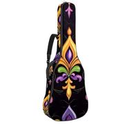 Mardi Gras Festive Endless Background Acoustic Guitar Bag, Guitar Case Gig Bag 40 41 42 inch with Dual Adjustable Shoulder Strap and Back Hanger Loop