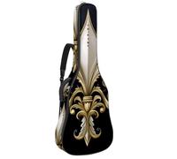 Mardi Gras Fleur De Lis Icon Acoustic Guitar Gig Bag, 1 cm Thick Padding Waterproof Guitar Case Backpack with Dual Adjustable Shoulder Strap for 40-42 Inch Guitar