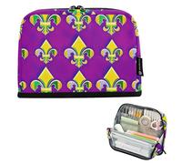 Mardi Gras Fleur De Lis Purple Large Pencil Pouches Zipper Case Pencils Storage Bags Boys Pen Bags Teen Girls Decorative College Preppy School Office Supplies