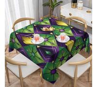Mardi Gras Fleur De Lis Square Tablecloth 145x145 cm Colorful Zigzag Table Clothes Indoor Outdoor Washable Table Covers for Kitchen Wedding Restaurant Buffet Party Decor
