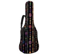 Mardi Gras Geometirc Vertical Stripes on Black Background Acoustic Guitar Bag, Guitar Case Gig Bag 40 41 42 inch with Dual Adjustable Shoulder Strap and Back Hanger Loop