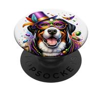 Mardi Gras Greater Swiss Mountain Dog PopSockets Adhesive PopGrip