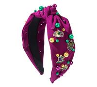 Mardi Gras Hair Accessories | Women's Fashion Wide Headbands, Thick Knot Jeweled Carnival Parade Hairband in Different Colors for Carnival Outfits, one size, Zinc, No Gemstone