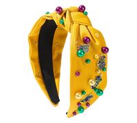 Mardi Gras Hair Accessories | Women's Fashion Wide Headbands, Thick Knot Jeweled Carnival Parade Hairband in Different Colors for Carnival Outfits, one size, Zinc, No Gemstone