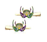 Mardi Gras Hair Clips Accessory Festive Rhinestone Glitter Rhinestone Mask Crown Fleur De Lis Charms Hairpins for Women Girls Funny Fiesta Mexican Holiday Party Jewelry Gifts (Glitter Mask)