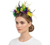 Mardi Gras Headpiece Flower Feathered Mardi Gras Headband Vintage Headdress Carnival Holiday Cosplay Three color hairband