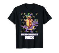 Mardi Gras Hotdog Dino Mardisaurus Rex Trex Boys Kids Youth T-Shirt